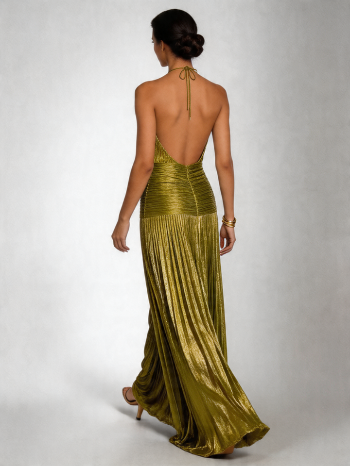 Tatiani | Vestito Maxi Plissettato con Spacco Alto