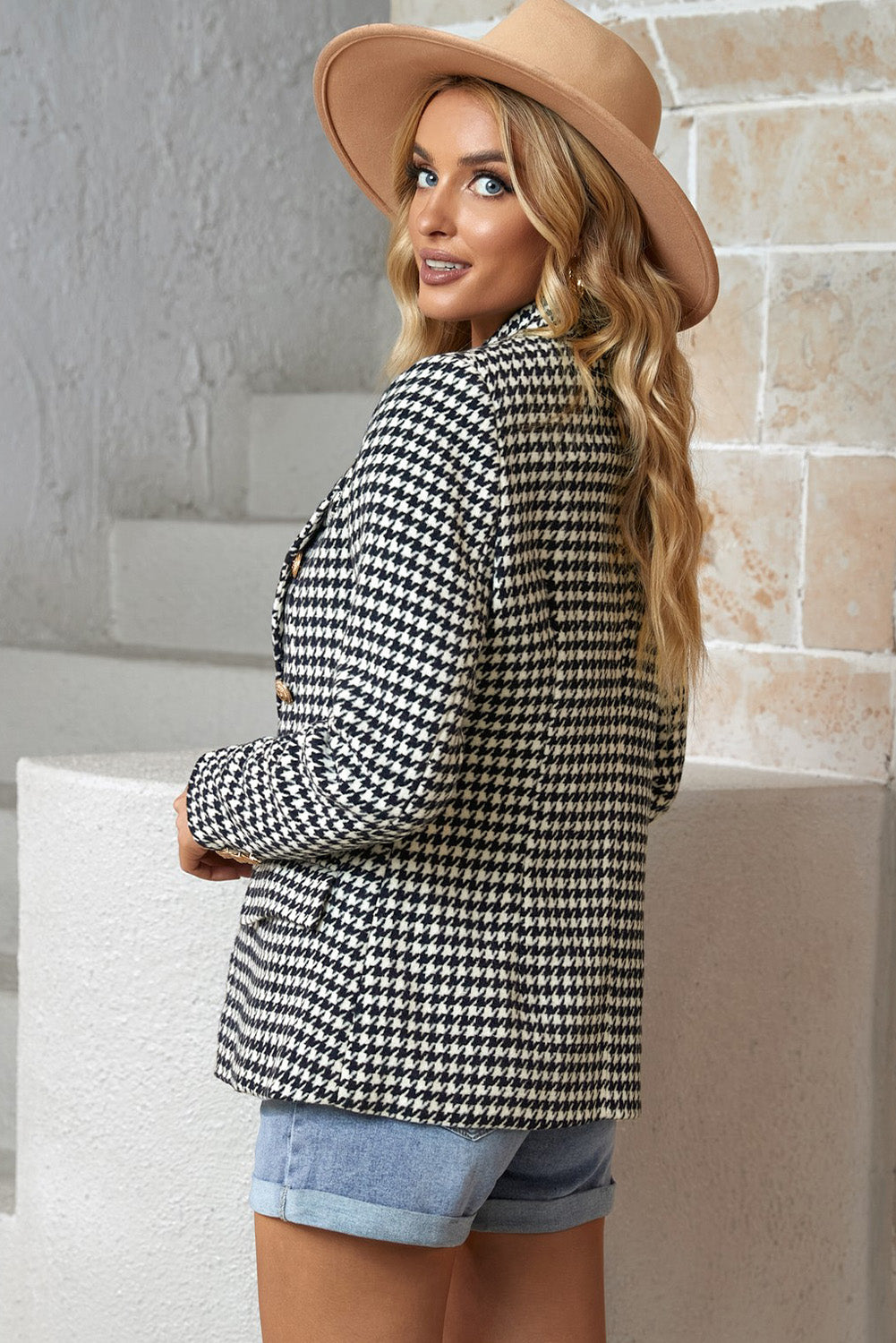 Bella | Ein- und zweireihiger Blazer mit Hahnentrittmuster