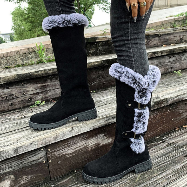 Isabella | Warm Faux Suede Knee-High Boots with Fur Trim