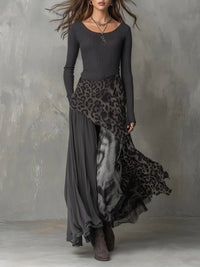 Mila | Boho-Maxikleid mit langen Ärmeln und Animalprint-Rock
