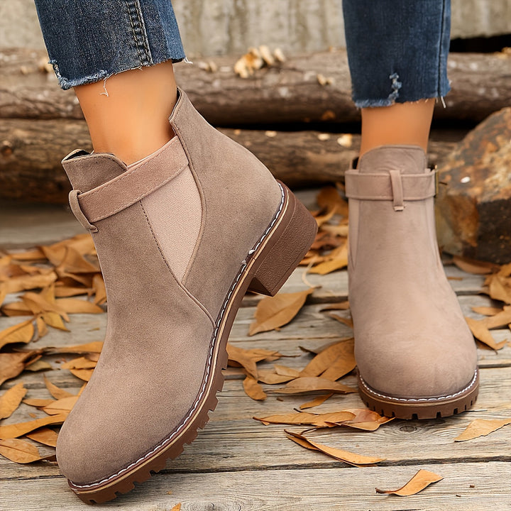Alessia | Suede-Look Chelsea Ankle Boots with Strap and Buckle